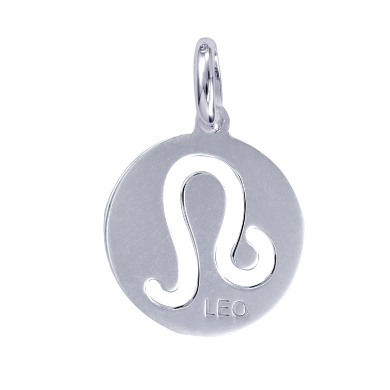 Genuine Sterling Silver 15mm Plain Disc Cut-out Zodiac Charm / Pendant - All star signs available