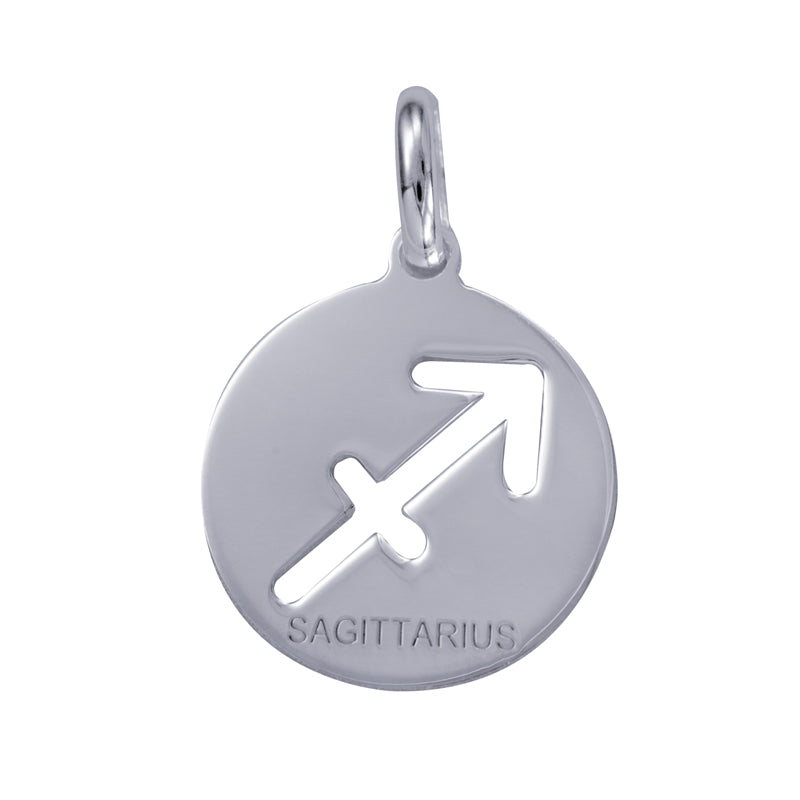 Genuine Sterling Silver 15mm Plain Disc Cut-out Zodiac Charm / Pendant - All star signs available