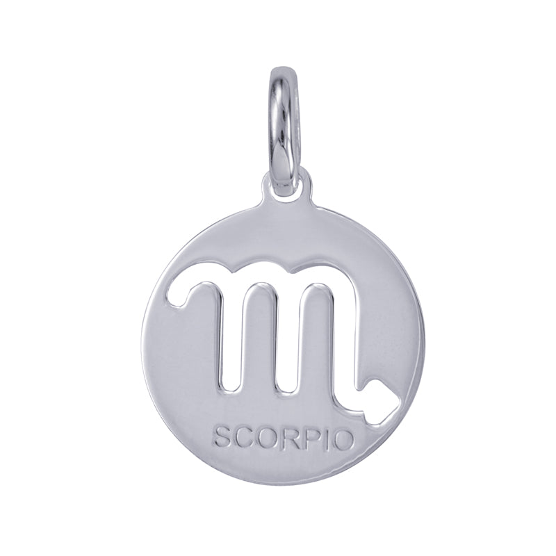 Genuine Sterling Silver 15mm Plain Disc Cut-out Zodiac Charm / Pendant - All star signs available