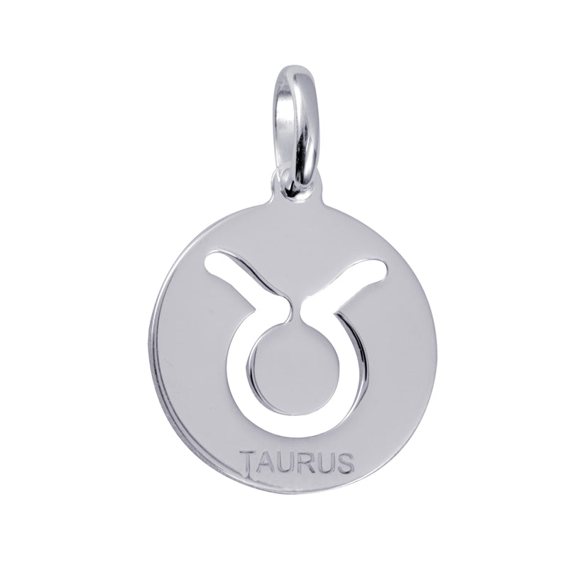 Genuine Sterling Silver 15mm Plain Disc Cut-out Zodiac Charm / Pendant - All star signs available