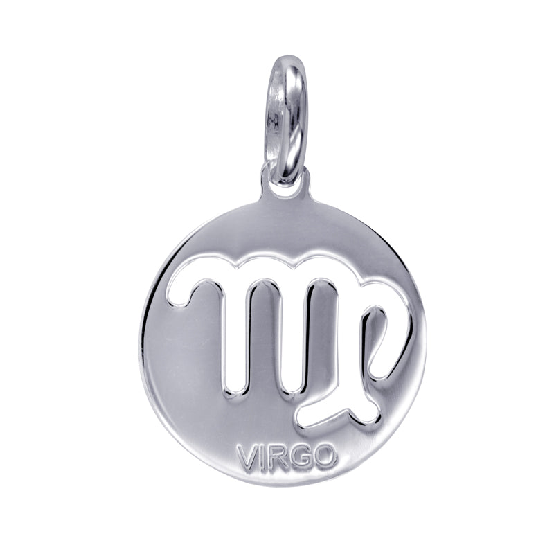 Genuine Sterling Silver 15mm Plain Disc Cut-out Zodiac Charm / Pendant - All star signs available