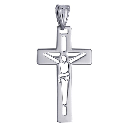 Genuine Sterling Silver Cut-out Crucifix Cross Pendant / Charm