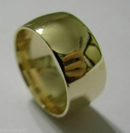 Kaedesigns Genuine SIze R  9ct 9k Yellow, Rose or White Gold Solid 10mm Wide Dome Ring Comfort