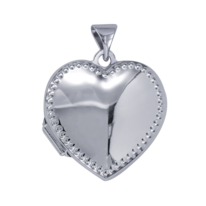 Sterling Silver 18mm Plain Heart Locket with Raised Border