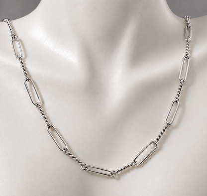 Handmade 9ct 9K 375 Yellow, Rose or White Gold Paper Clip Fancy Paperclip Chain Necklace