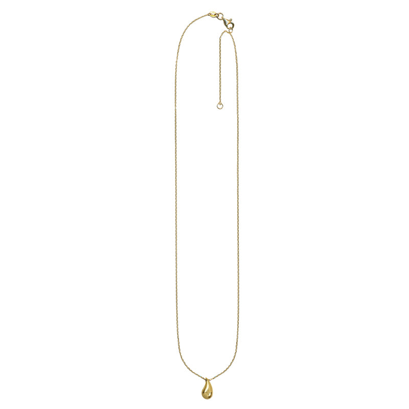 Genuine 9k 9ct Yellow Gold Teardop Pendant with Diamond Cut Cable Chain 50cm