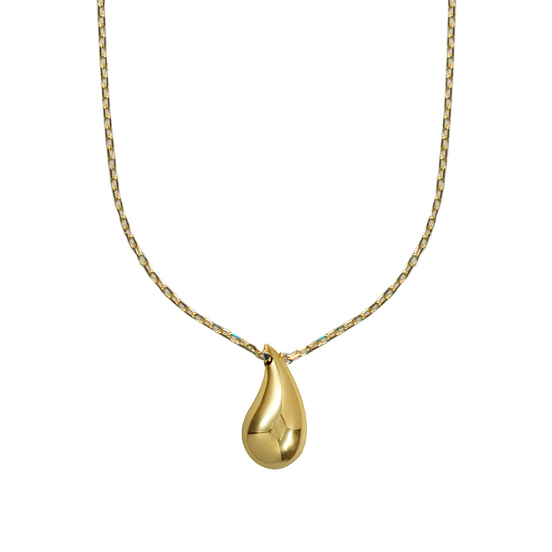 Genuine 9k 9ct Yellow Gold Teardop Pendant with Diamond Cut Cable Chain 50cm