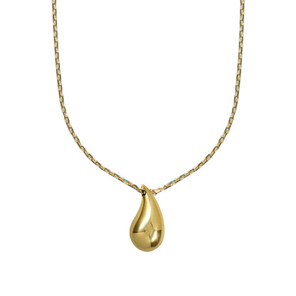 Genuine 9k 9ct Yellow Gold Teardop Pendant with Diamond Cut Cable Chain 50cm