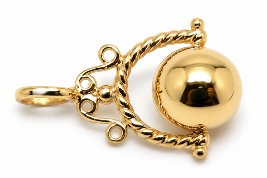 9ct Yellow, Rose or White Solid Gold Euro Ball Spinner Pendant – 10mm