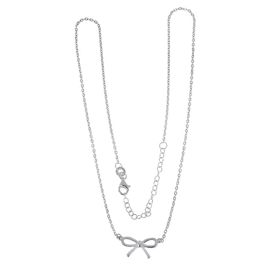 Sterling Silver 925 Bow Pendant with 40cm Chain + 5cm Extender