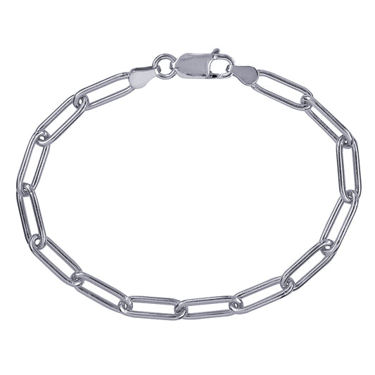 Genuine 925 Sterling Silver or Sterling Silver (yellow gold plated) Paperclip 21cm Bracelet