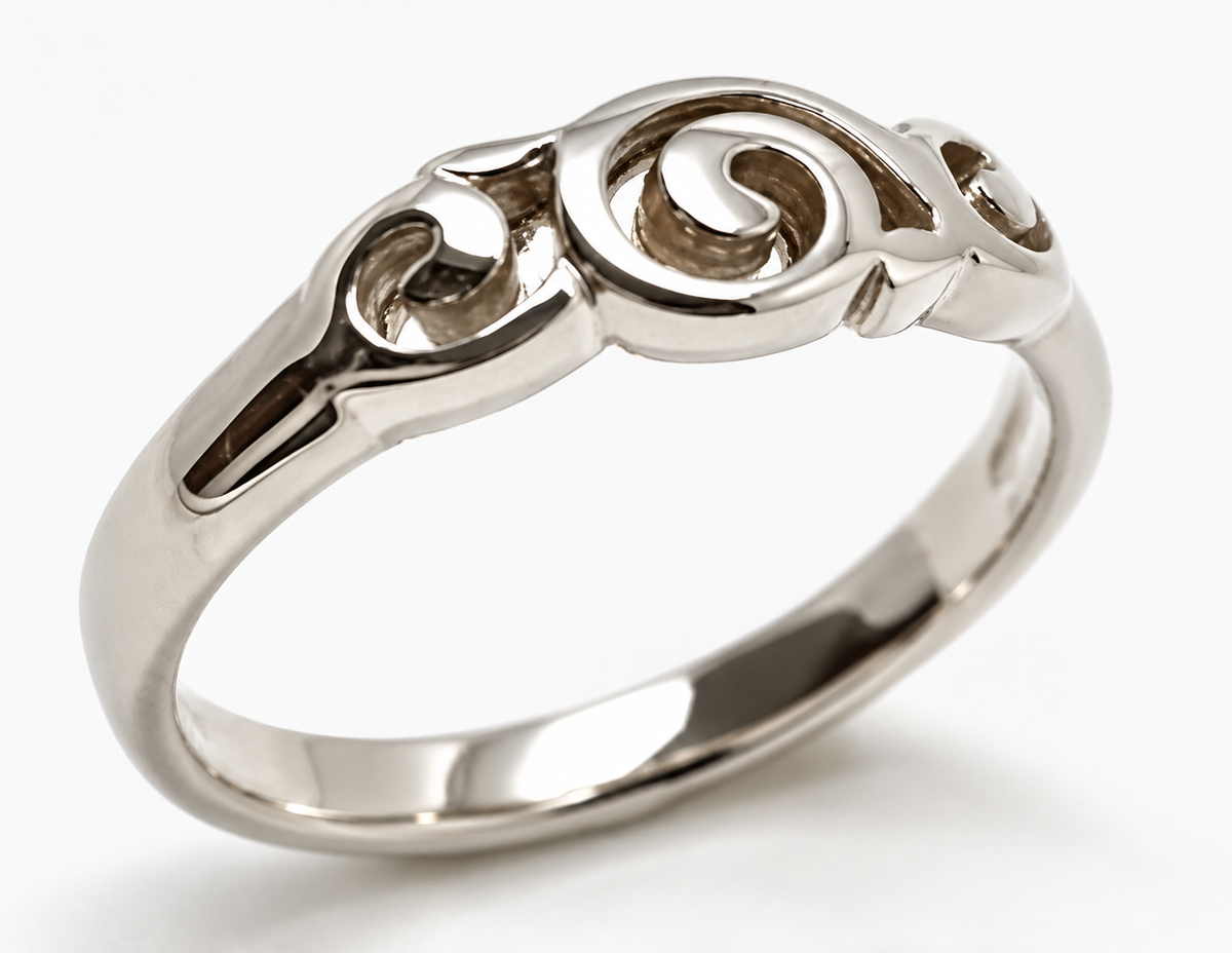 Solid Sterling Silver 925 Fancy Swirl Ring - Choose your ring size H to P