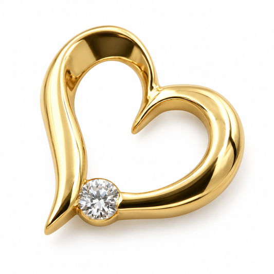 9ct 375 Yellow Gold Cubic Zirconia Heart Slider Pendant