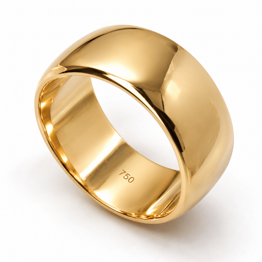 Size P Genuine 18ct 18K 750 Gold Solid Yellow, Rose or White Gold 10mm Domed Wedding Band Ring