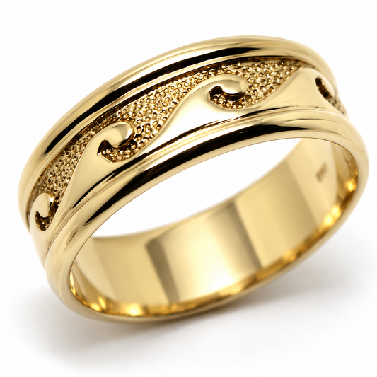 Solid 9ct Gold Surf Wave Ring – 8mm | Yellow, Rose or White Gold | Choose from ring sizes Q to Z