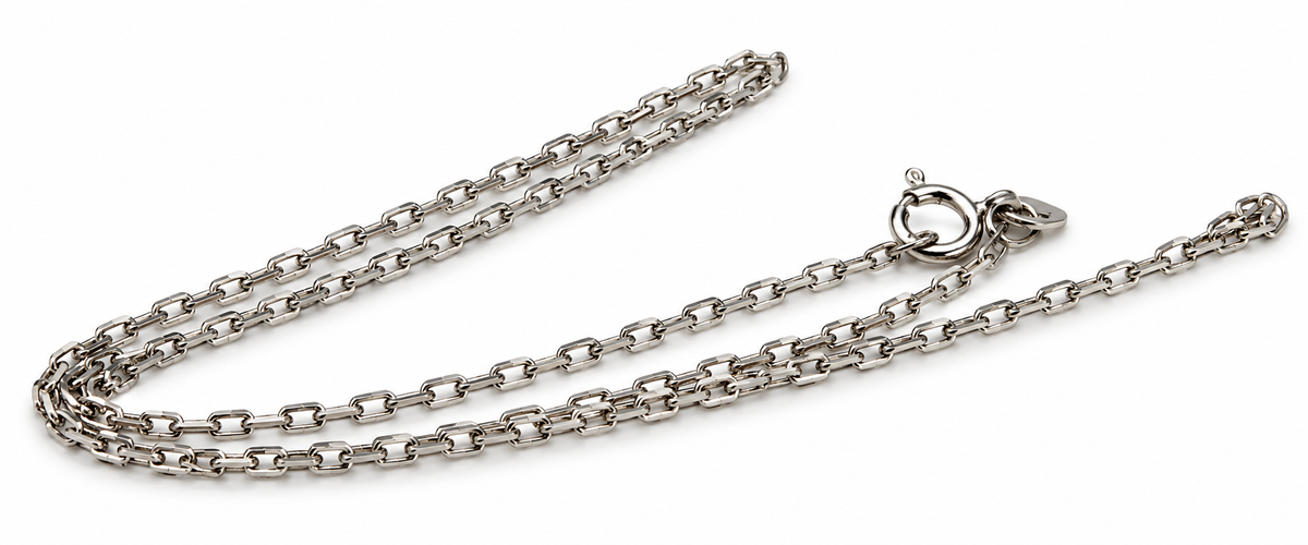 14ct White Gold Fine Cable Chain Necklace – 45cm
