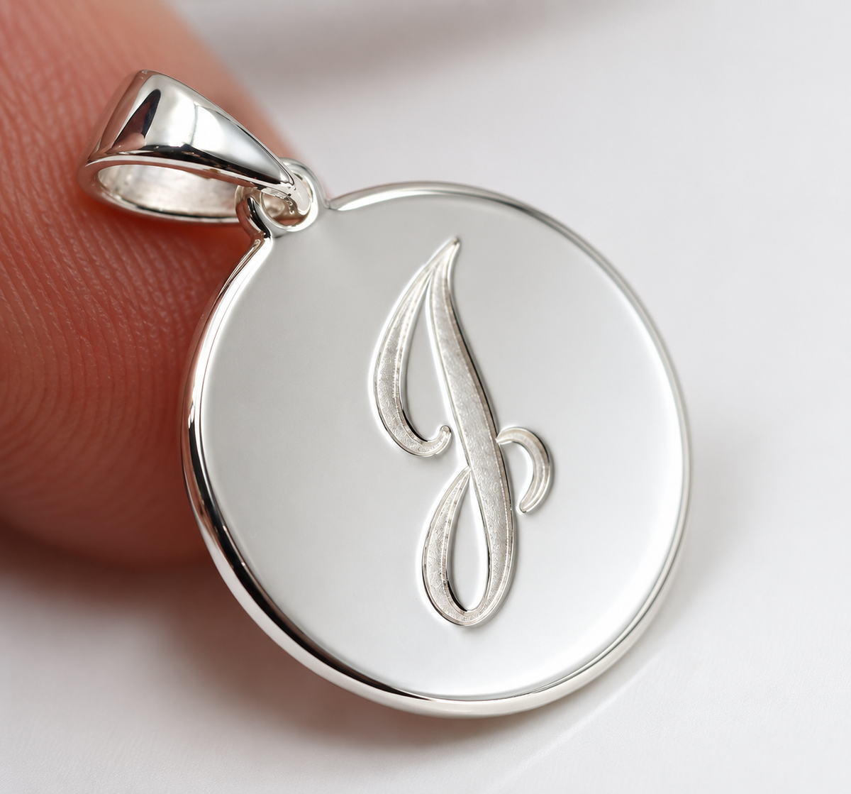 925 Sterling Silver 16mm Disc Pendant or Charm | Free Initial Engraving