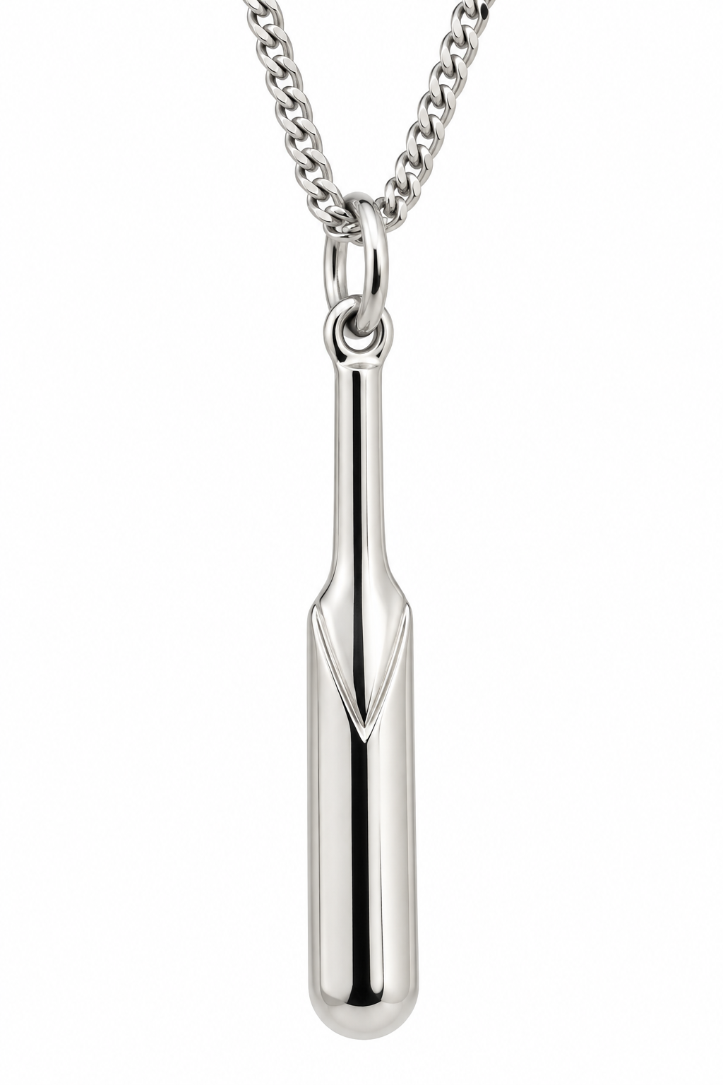 Sterling Silver 925 Solid Med-Large Size Cricket Bat Pendant Charm + 50cm Necklace Chain
