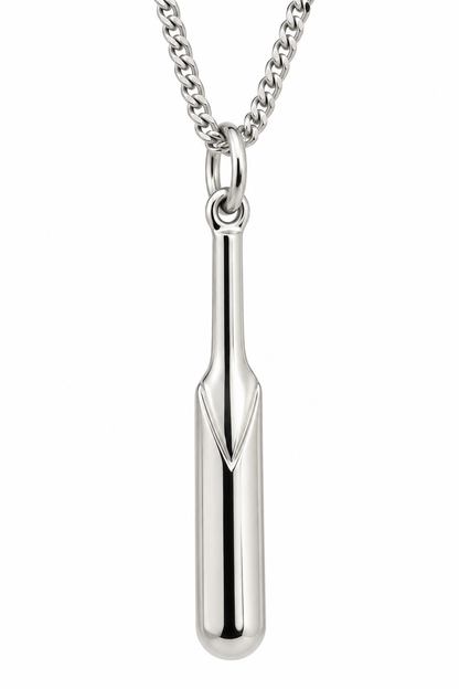 Sterling Silver 925 Solid Med-Large Size Cricket Bat Pendant Charm + 50cm Necklace Chain