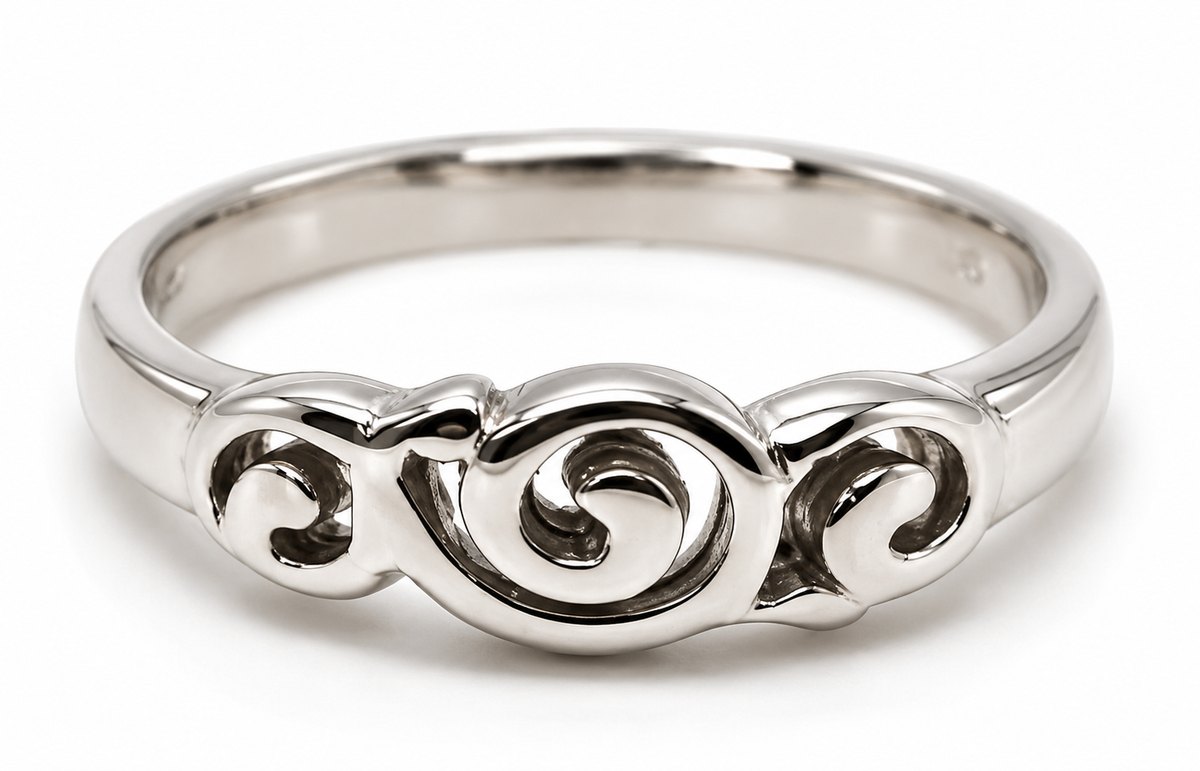 Solid Sterling Silver 925 Fancy Swirl Ring - Choose your ring size H to P