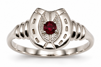 Genuine 9ct 9k 375 Gold Ruby Set Lucky Horseshoe Ring | Yellow, Rose or White Gold - Choose your ring size Q to Z