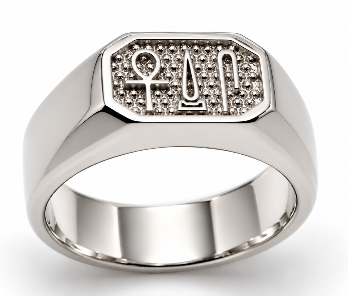 Genuine 9ct 9k 375 Yellow, Rose or White Gold Egyptian Hieroglyphic Ring – Success, Happiness & Health - Choose your ring size Q to Z