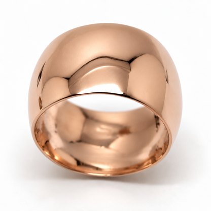 Solid 9ct Yellow, Rose or White Gold 12mm Wide Barrel Band Ring – Sizes H–P