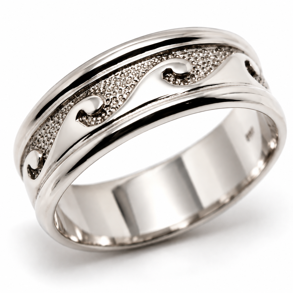 Solid 9ct 9k 375 Gold Surf Wave Ring – 8mm | Yellow, Rose or White Gold - Ring sizes H to P