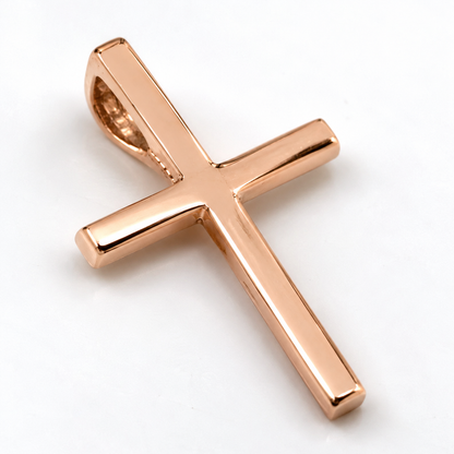 Solid 14ct Gold Delicate Plain Cross Pendant – Yellow, Rose or White Gold