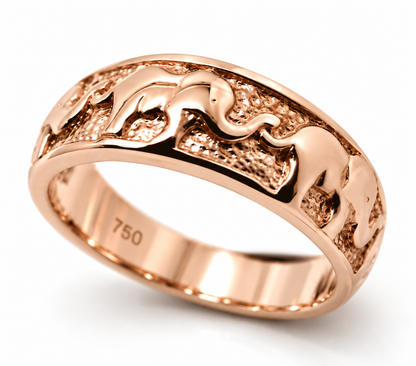 18ct 18k 750 Solid Gold Lucky Elephant Ring – Yellow, Rose or White Gold | 209