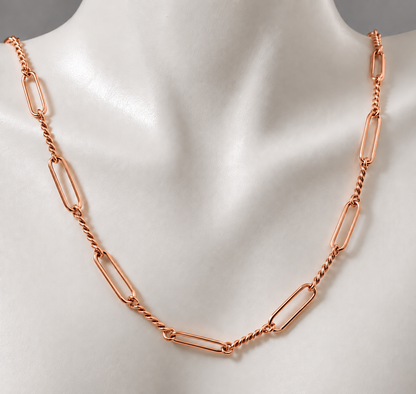 Handmade 9ct 9K 375 Yellow, Rose or White Gold Paper Clip Fancy Paperclip Chain Necklace