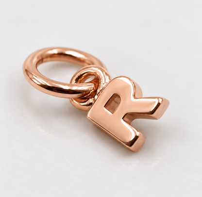 Genuine 9ct 9kt Genuine Tiny Very Small Yellow, Rose or White Gold Initial Pendant Charm R