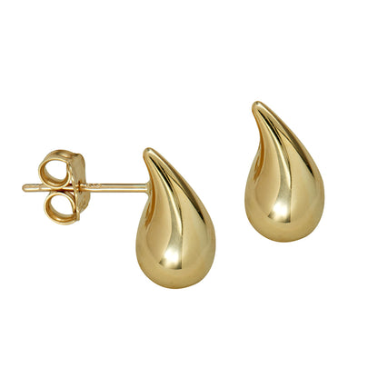 Genuine 9k 9ct Yellow Gold Bubble Teardrop Studs 13mm x 7mm