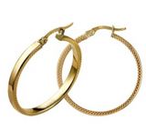 Kaedesigns New 9ct Yellow Gold 28mm Etched Hollow Hoop Earrings - Free post