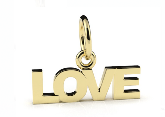 Genuine 9ct 9kt Genuine Tiny Very Small Yellow, Rose or White Gold LOVE Pendant Charms