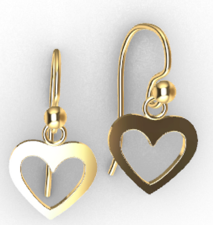 Genuine 9ct 9k Solid Large 16mm Yellow, Rose or White Gold Dangle Open Heart Earrings