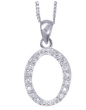 Sterling Silver Cubic Zirconia Initial Pendants A to Z with 45cm + 5cm Extender Chain
