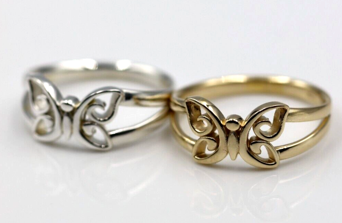 Genuine Solid 9ct White Or Rose Or Yellow Gold Butterfly Ring Choose Your Size