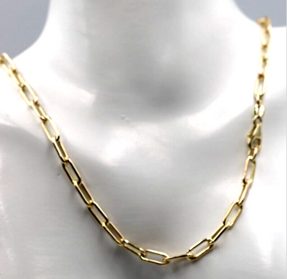 Handmade Heavy 9ct Yellow, Rose or White Gold Paper Clip Paperclip Chain Necklace