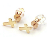 Kaedesigns, Small 9K 9ct Yellow, Rose or White Gold Cross Stud Studs Earrings