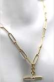 Genuine New Handmade PaperClip 9ct Yellow, Rose or White Gold Paper Clip Chain Necklace with T-Bar