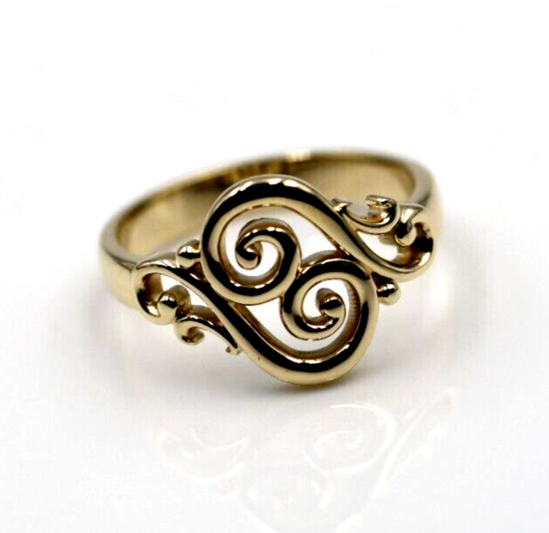 Genuine 9ct Gold 375 Full Solid Yellow, Rose or White Gold Filigree Swirl Ring - Choose your size from N to S