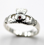 Sterling Silver 925 Red Ruby Claddagh Ring - Choose your size