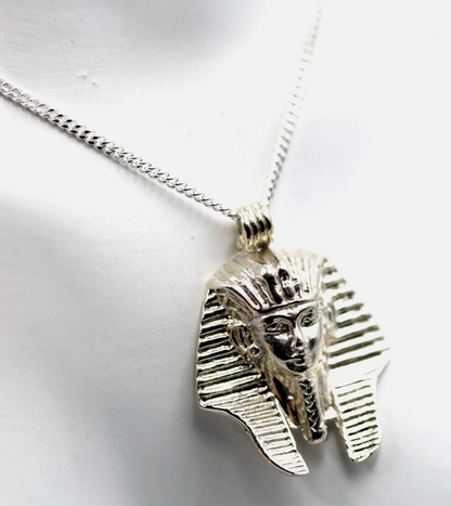 Genuine Sterling Silver 925 Large King Tutankhamun Charm / Pendant + Sterling Silver Chain