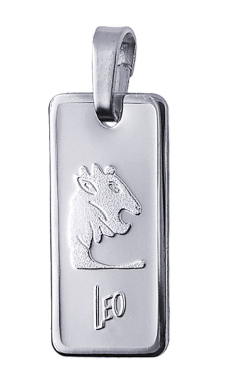 Genuine Fine Silver 999 2GZ – Leo Rectangle Zodiac Pendant / Charm