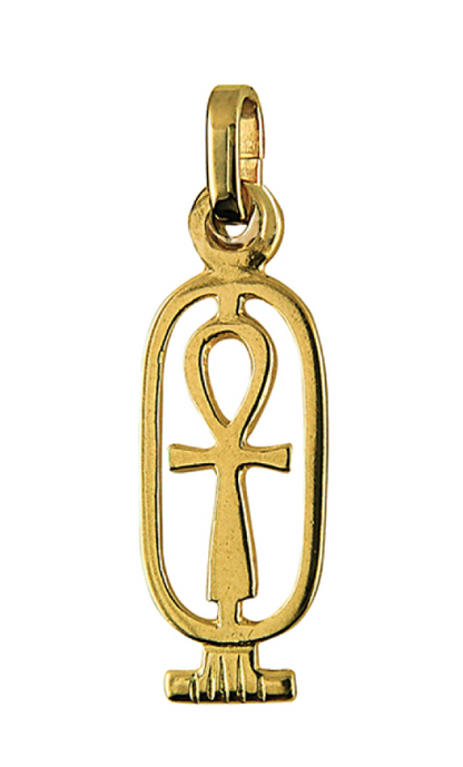 Genuine Sterling Silver 925 or 9ct Yellow Gold Pendant / Charm Cartouche In Ankh