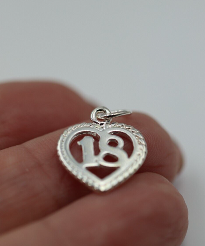 Genuine New Sterling Silver 925 18th Heart  Pendant or Charm