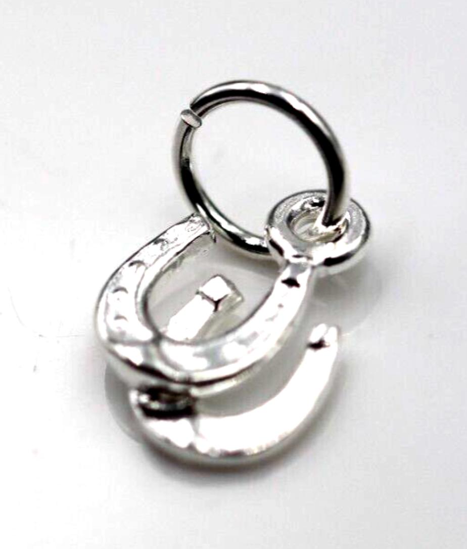 Sterling Silver Lucky Horse Shoe Double Horseshoe Charm with jump ring