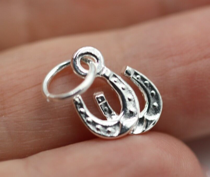 Sterling Silver Lucky Horse Shoe Double Horseshoe Charm with jump ring