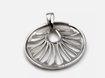 Kaedesigns Genuine Solid Sterling Silver 925 Circle Cut Out Pendant + Necklace  Chain